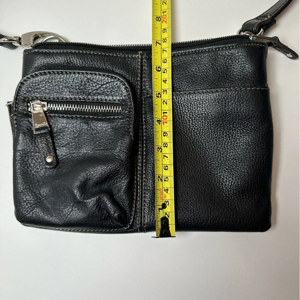 Tignanello Black Leather Crossbody Bag